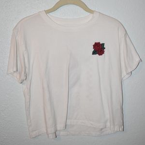 Cropped Tee with Rose